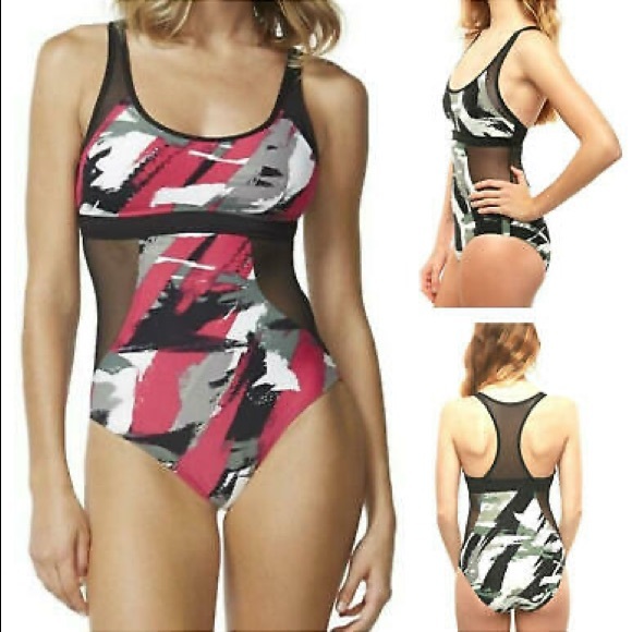 Moontide metallic grey sporty mesh sides swimsuit - Picture 12 of 15